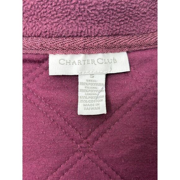 Charter Club Women's Small Quilted Fleece Sweater Full Zip w/ Pockets Faded Plum - Picture 12 of 16